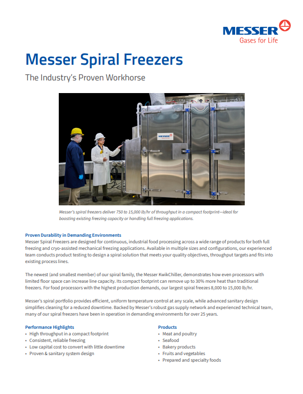 Messer’s KwikChiller for High-Capacity Freezing in a Compact Footprint